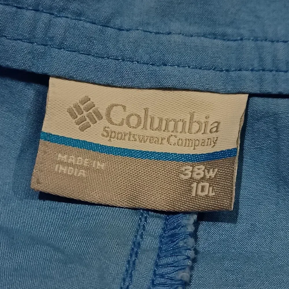 Columbia Mens Size 38 Light Blue 100% Cotton Flat Front Chino Shorts